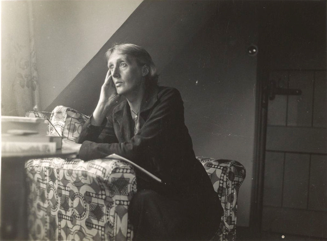 Virginia Woolf looking out of a window